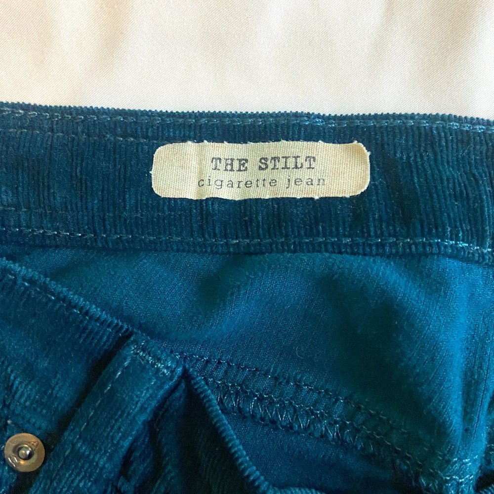 AG Adriano Goldschmied blue corduroy chords cigarette jean ankle crop pants